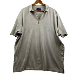 Pendleton Men’s Zip Polo Shirt Gray Waffle Knit Bamboo Cotton Blend Casual XL